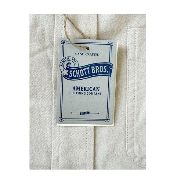 Schott Bros. Men's Cream Flannel Cotton Button-Down Long Sleeve Shirt Size S - Picture 2 of 10